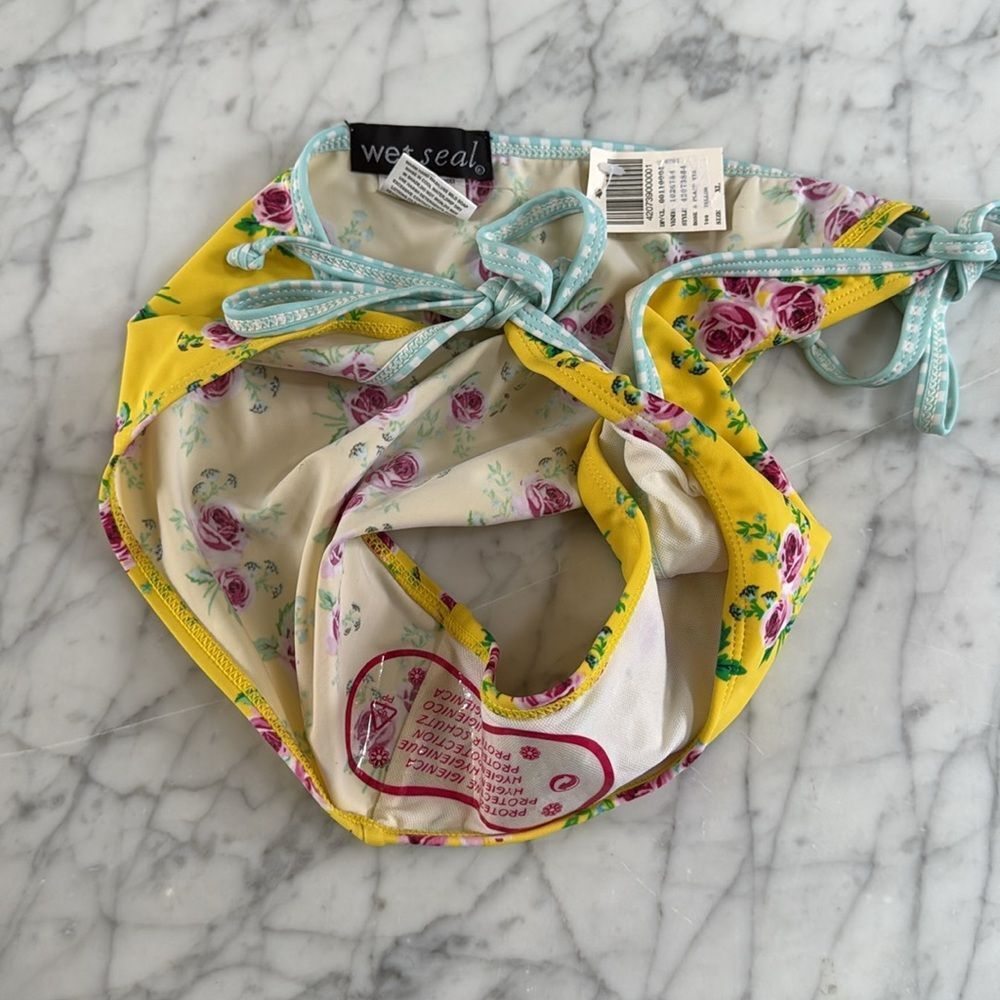 NWT Wetseal Multicolored Rose Plaid Tie String Bikini Bottom XL - Picture 6 of 6
